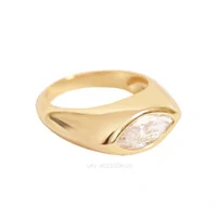 Anel Prata 925 Dedinho Navete Moissanite Ouro