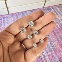 Brinco Prata 925 Ponto 6 Garras Moissanite 5 mm