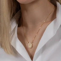 Colar Prata 925 Medalha Espírito Santos Moissanites
