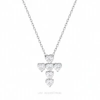 Colar Prata 925 Crucifixo Corações