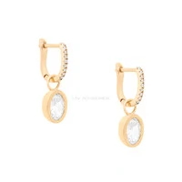 Argolinha Cravejada Prata 925 Pin Oval Inglesa Cristal Ouro