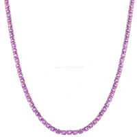 Colar Riviera 3 mm 4 Garras Safira Pink - 42 cm