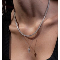 Colar Prata 925 Cruz Delicada Moissanite