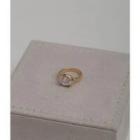 Anel Prata 925 Dedinho Oval Cristal Ouro