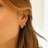 Argolinha Prata 925 Dupla Lisa Ouro