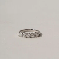 Anel Prata 925 Meia Aliança Moissanite 4 mm