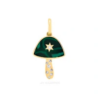 Pingente Prata 925 Cogumelo Malaquita Ouro
