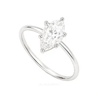 Anel Prata 925 Solitário Navete Moissanite