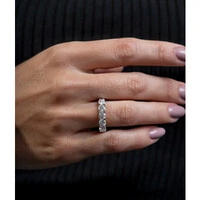 Anel Prata 925 Meia Aliança Moissanite 4 mm