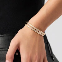 Bracelete Prata 925 Cravação Inglesa Moissanite Ouro