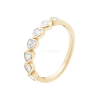 Anel Prata 925 Aparador Corações Cristal Ouro