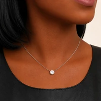 Colar Prata 925 Ponto Clássico Ilusion Moissanite 8 mm