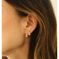 Argolinha Prata 925 Click Baguete Cristal Ouro