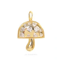 Pingente Prata 925 Cogumelo Corações Ouro