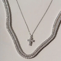 Colar Prata 925 Cruz Delicada Moissanite