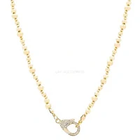 Colar Prata 925 Bolinhas Irregulares Fecho Cravejado Ouro - 45 cm