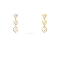 Brinco Prata 925 Trio Corações Inglesa Ouro