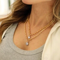 Colar Corrente Elos Pin Stone Cravejado