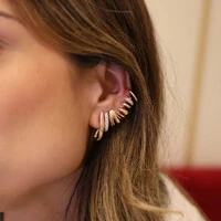 Brinco Prata 925 Ear Cuff Multi Argolas Ouro