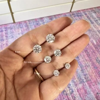 Brinco Prata 925 Ponto 6 Garras Moissanite 5 mm