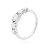 Anel Prata 925 Meia Aliança Moissanite 6 Garras Degrade