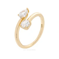 Anel Prata 925 Hug Ponto e Gota Ouro