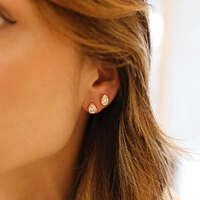 Brinco Prata 925 Gotinha Inglesa Moissanite Ouro