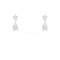 Brinco Prata 925 Ponto de Luz Pin Gotinha Cristal Moissanite
