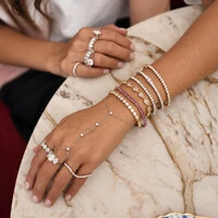 Pulseira de Mão Prata 925 4 Pontos Moissanites