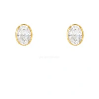 Brinco Prata 925 Solitário Oval Moissanite 6x8 Ouro