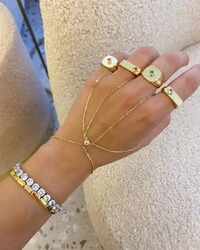 Pulseira de Mão Prata 925 Ponto Moissanite