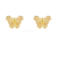 Brinco Prata 925 Borboleta Detalhe Yellow Fancy