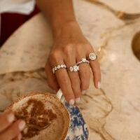 Anel Prata 925 6 Pontos de Luz 5 mm Moissanite