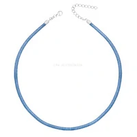 Colar Prata 925 Fio de Seda Azul Claro