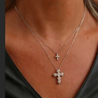 Colar Prata 925 Mini Cruz Moissanites