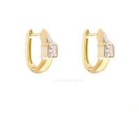 Argola Prata 925 Bold Cravação Inglesa Quadrado Cristal Ouro
