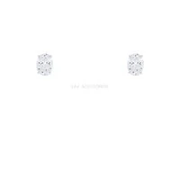 Brinco Prata 925 Soltário Oval Moissanite 4x6 mm