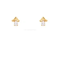 Brinco Prata 925 Cogumelo Gota Cristal