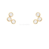 Brinco Prata 925 Ear Cuff 3 Pontos Moissanite Ouro