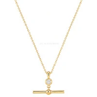 Colar Prata 925 T-Bar Andy Moissanite