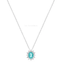 Colar Prata 925 Oval Princessa Lab Grown Turmalina e Moissanites