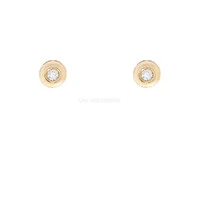 Brinco Prata 925 Redondo Inglesa Moissanite Ouro