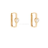 Argola Retangular Prata 925 Coração Moissanite Ouro