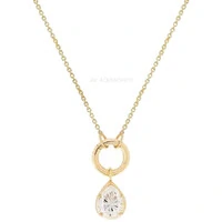 Colar Prata 925 Fecho Redondo Gota Moissanite Ouro