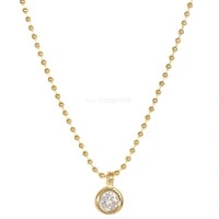 Colar Bolinhas Pingente Redondo Cristal Ouro