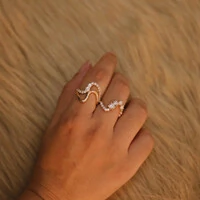 Anel Prata 925 Wave Duplo Ouro