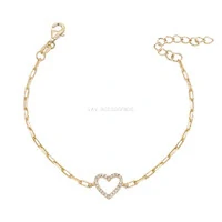 Pulseira Prata 925 Cartier Coração Vazado Ouro