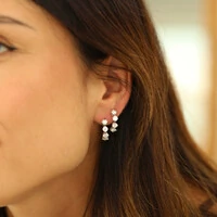 Argolinha 18 mm Prata 925 4 Pontos de Luz Moissanite