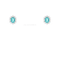 Brinco Prata 925 Oval Princessa Lab Grown Turmalina e Moissanites