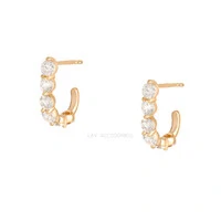 Brinco Prata 925 Shine Hook Moissanite Ouro M